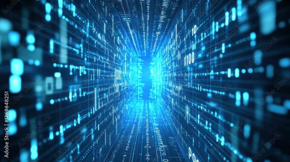 Aufkleber Abstract Digital Data Tunnel Visual Representation