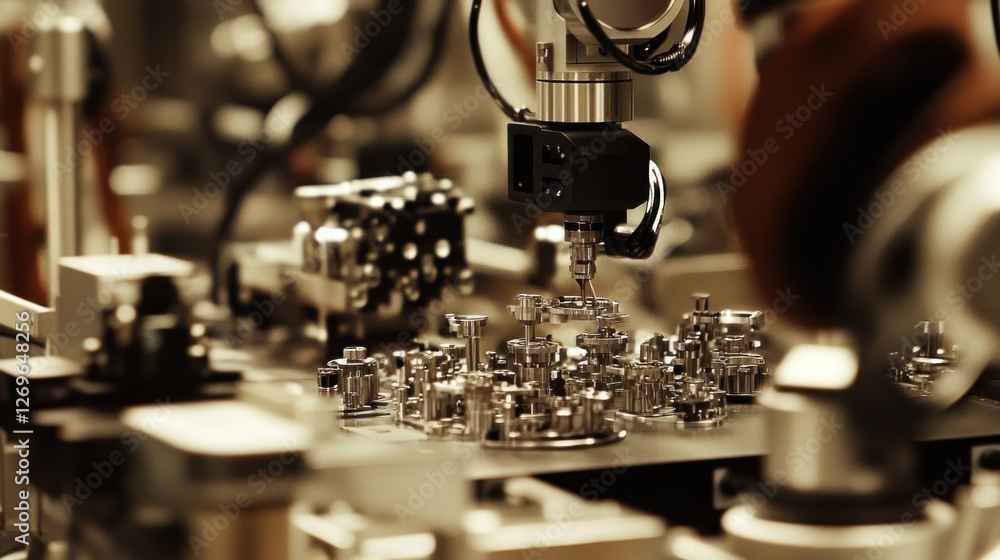 Poster Robotic Arm Assembling Precision Mechanical Components