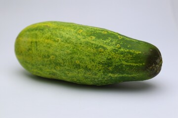 Close-up of a Fresh Cucumber Against a Clean White Background Display