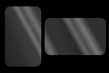 The textures of rectangle glass. Set of glass with realistic reflection on a transparent glass with...
