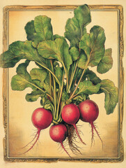 Vintage radish garden seed design
