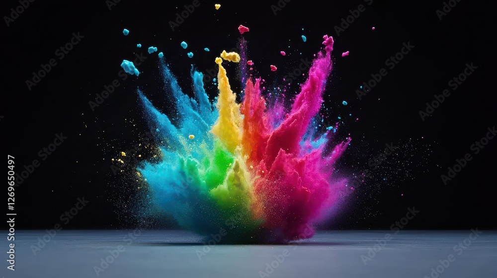 Aufkleber vibrant color explosion studio setting digital art abstract environment close-up view creativity con