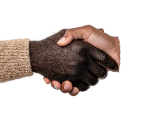 Unity in diversity hands shaking transparent background symbolizing solidarity and connection