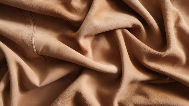 Soft brown suede fabric draped elegantly on a surface showcasing its texture and warmth