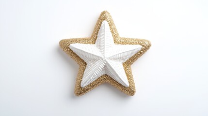Decorative golden star home decor digital art white background minimalist style festive concept