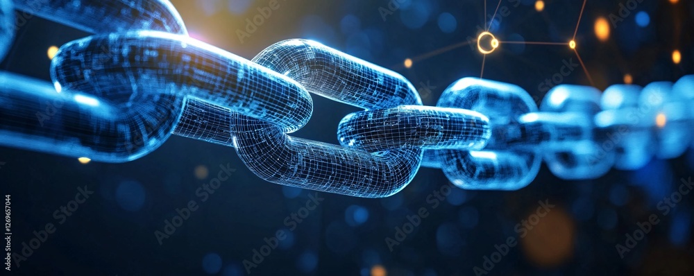 Poster Blockchain technology creating secure digital chain connections