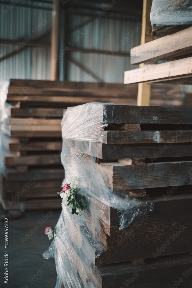 Canvas Prints Wooden floor with piled wood