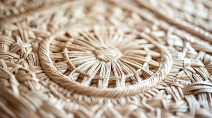 Intricately Patterned Close-Up of Woven Sisal Fiber Texture