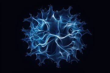 Abstract blue light wave in a circular pattern on a black background, symbolizing energy flow, futuristic technology, and digital art.

