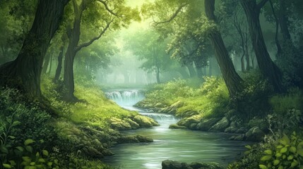 Enchanted Forest Stream: A Serene Landscape