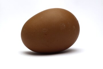 Close-up of a Single Brown Chicken Egg on a White Background
