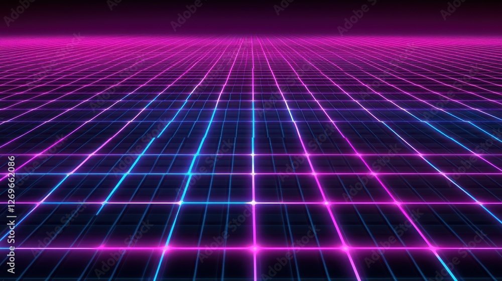 Poster abstract neon grid pattern digital art