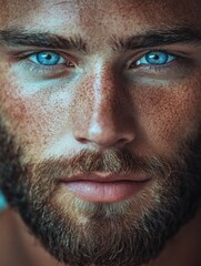 Man with Blue Eyes Close-Up