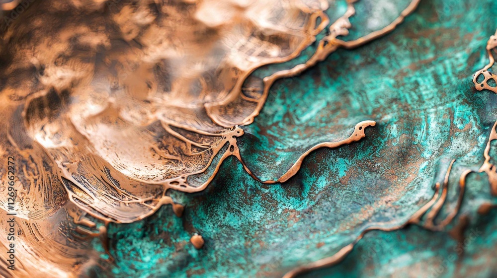 Aufkleber macro detail of creative copper sheet with unique texture patterns
