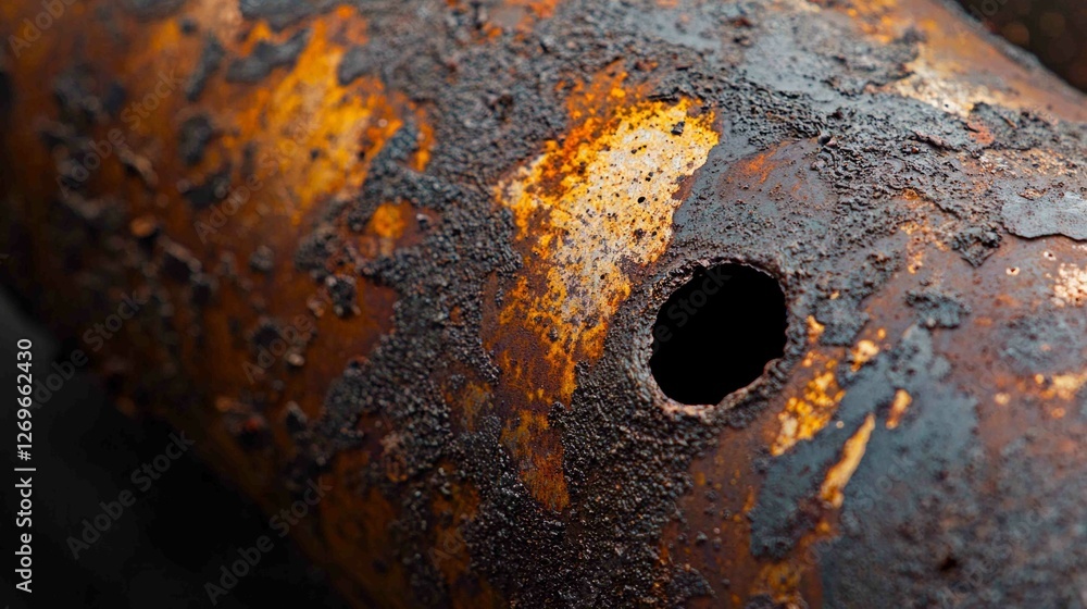 Poster close-up macro shot of rusty metal with detailed surface texture
