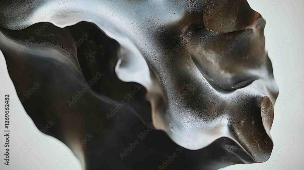 Poster metallic abstract sculpture with macro view of unique texture