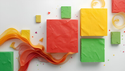 Torn Edge red, yellow, green Paper on Minimalist Backgrounds. advertising copy space, backgrounds