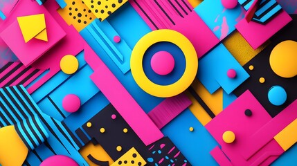 Vibrant abstract composition featuring geometric shapes in bold colors, perfect for modern designs and creative projects.