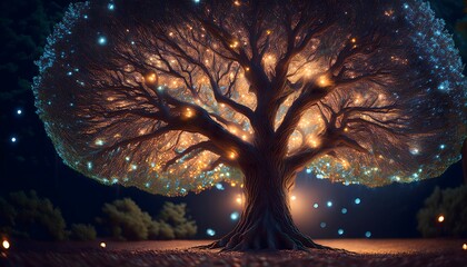 A tree with glowing lights on it