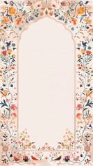 Traditional Indian Mughal art inspired Wedding Card Design, Invitation template.