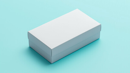 blank white product packaging paper cardboard box isolated on blue background 