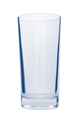 Empty water glass close up isolated on white background