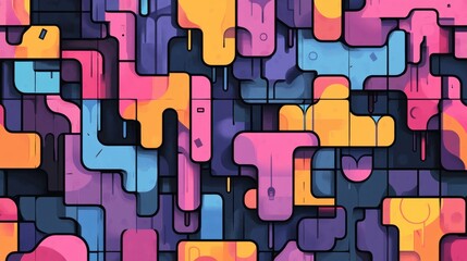 Vibrant Graffiti Art on Subway Tile Texture, Urban Setting, Digital Artwork, Artistic Environment, Close-Up View, Urban Culture