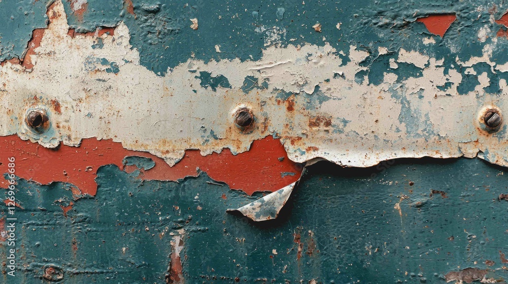 Poster detailed close-up of a metal surface with dents and rust patterns