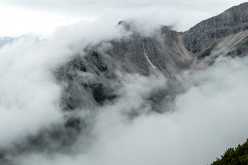Stempeljoch at Karwendel mountains on Karwendel Hohenweg in Austria