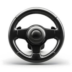 3D Racing Steering Wheel with Pedals on White Background