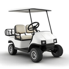 Sleek and Modern Electric Golf Cart with Steering Wheel on White Background