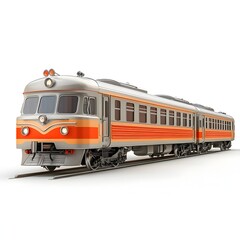 Obraz premium Sleek and Powerful Passenger Train on Isolated White Background