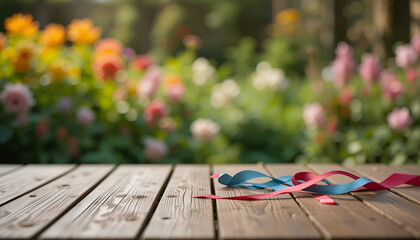 Wooden Deck with Green Backdrop Rustic Garden Floor Texture Natural Wooden Surface Outdoors, Outdoor Deck with Foliage, Minimal Garden Deck Scene, Weathered Wood Floor in Garden
