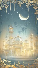 Fototapeta premium Traditional Indian Mughal art inspired Wedding Card Design, Invitation template.