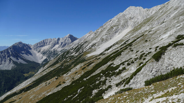 Karwendel mountains on Karwendel Hohenweg in Austria