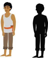 Male character turnaround Side, front, and One third front views