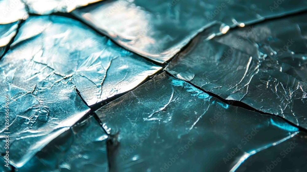 Aufkleber macro view of reflective metal surface with intricate dent patterns