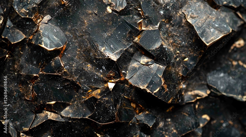 Poster detailed macro view of crystalline meteorites showing unique structures