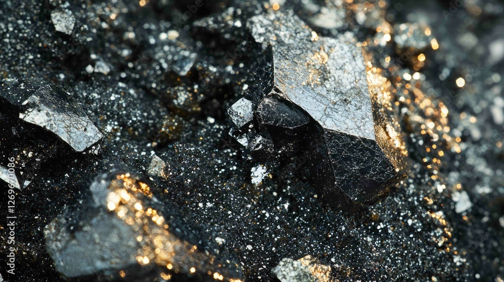 Aufkleber detailed macro view of meteorite surface with tiny crystals and textures