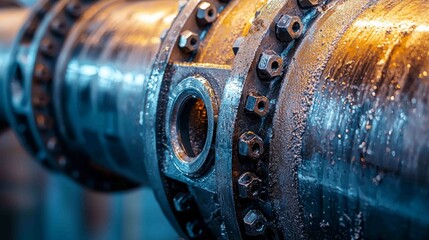 Detailed Macro Section of an Air Pipe with Industrial Elements