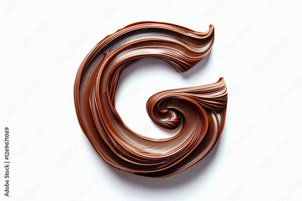Fototapete letter g designed with flowing cocoa texture isolated on white background