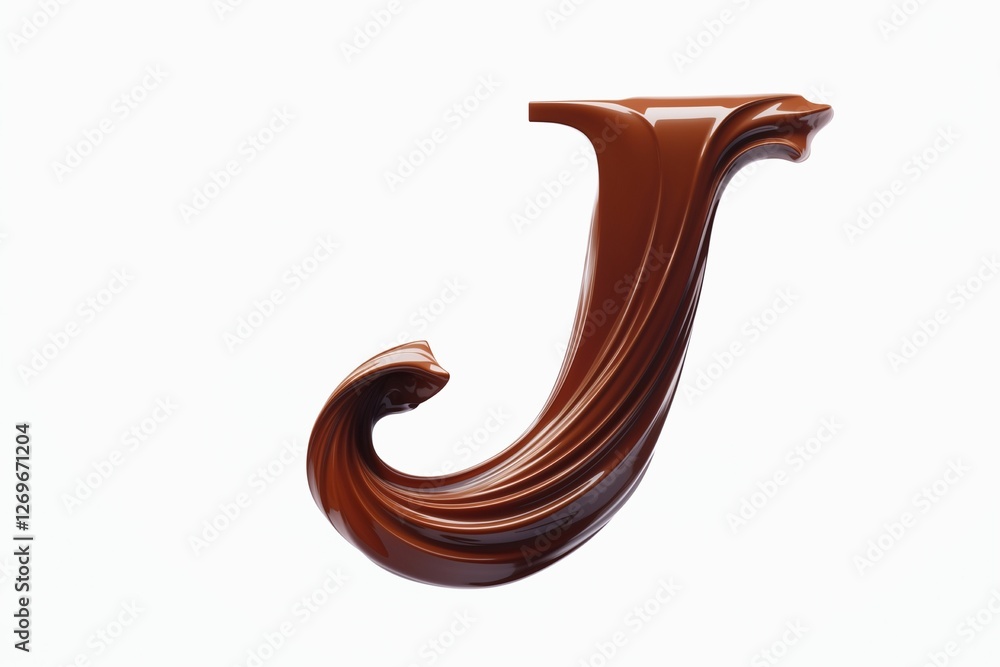 Fototapete letter j designed with flowing cocoa texture isolated on white background