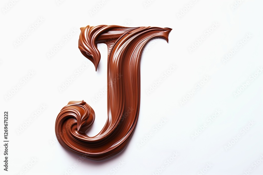 Fototapete letter j designed with flowing cocoa texture isolated on white background