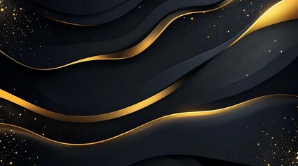 Abstract black and yellow luxury background with glowing organic design
