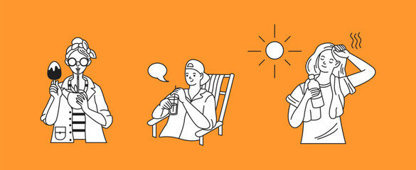 A loving mother carefully teaching her young child to swim in the ocean, encouraging and guiding them with warmth and patience, drawn in a doodle-style illustration.