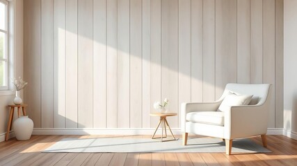 A white armchair sits in a cozy wooden bedroom, adding a touch of elegance and comfort, furniture, white, wooden