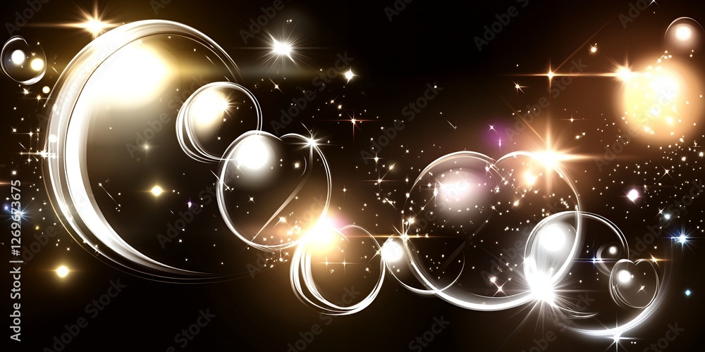 Poster glowing abstract background with sparkling lights and bubbles