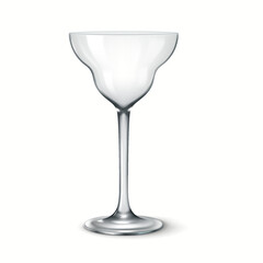 Realistic 3D illustration of a transparent margarita glass with a wide bowl. Ideal for serving margaritas and frozen cocktails.