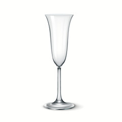 Realistic 3D illustration of a champagne flute with a flared rim. Ideal for sparkling wine, special events, and celebratory occasions.