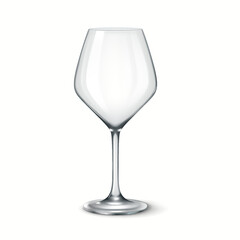 3D realistic illustration of a modern transparent wine glass with a unique geometric design. Ideal for contemporary bar and dining settings.